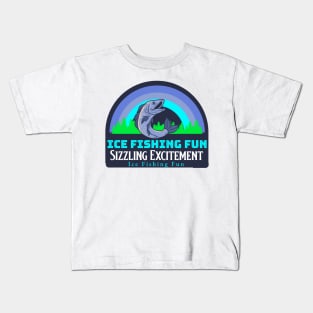 Freezing Temps, Sizzling Excitement: Ice Fishing Fun Winter Fishing Kids T-Shirt